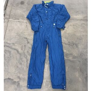 Vintage Blue Ski Suit Snowsuit One Piece Snowboard Jumpsuit Adult Size XL